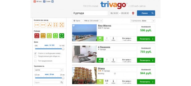 Сервис бронирования отелей Trivago.ru — отзывы