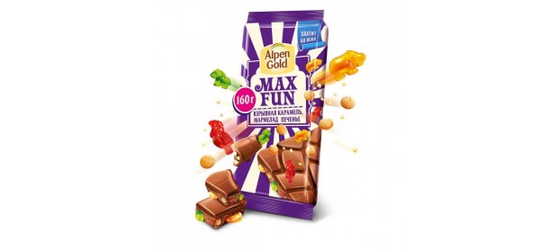 Шоколад Alpen Gold Max Fun «Взрывная карамель, мармелад, печенье»