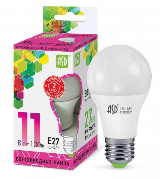 Светодиодная лампа ASD LED-A60 11 Вт — отзывы